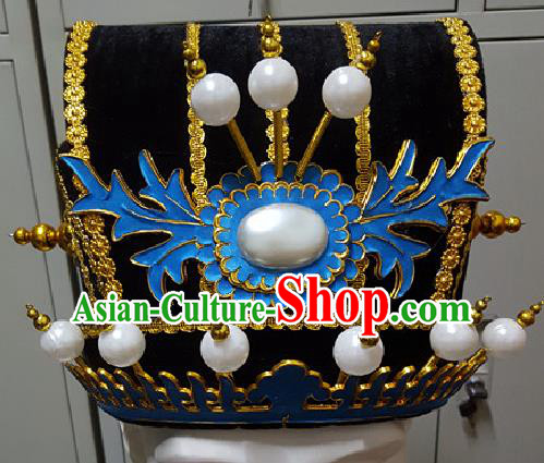 Traditional Ancient Chinese Classical Peking Opera Props, Han Dynasty Emperor Headwear Royal King Hat for Men
