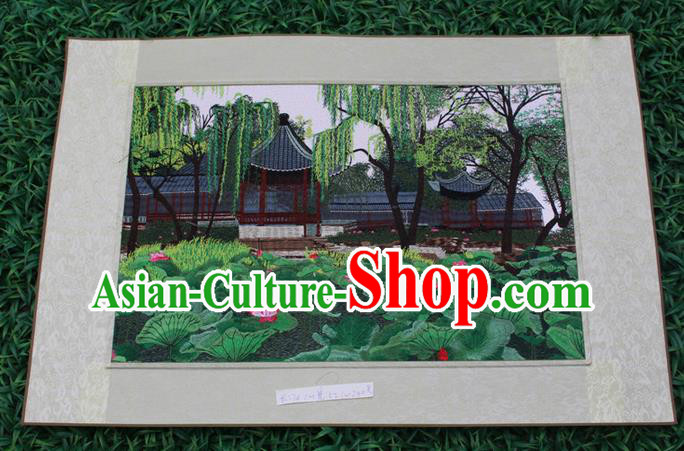 Traditional Chinese Miao Nationality Minority Crafts Hmong Xiangxi Embroidery Decorative Paintings, Embroidery Landscape Scroll Painting for Friends