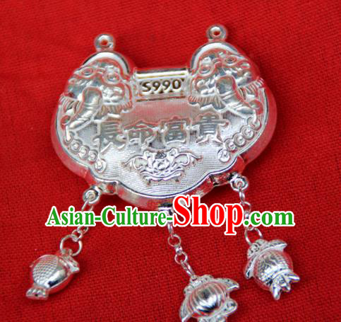 Traditional Chinese Miao Ethnic Minority Miao Silver Longevity Lock for Children