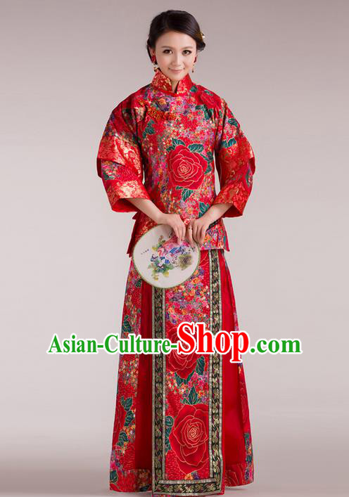 Traditional Ancient Chinese Imperial Emperess Costume Xiuhe Suit, Chinese Qing Dynasty Lady Wedding Dress, Cosplay Chinese Peri Imperial Princess Clothing for Women