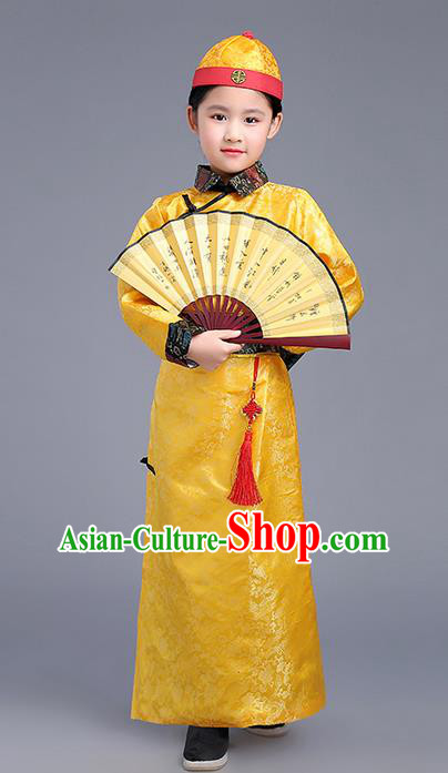 Traditional Ancient Chinese Imperial Emperor Costume, Chinese Qing Dynasty Wedding Dress, Cosplay Chinese Imperial Prince Clothing Hanfu for Kids