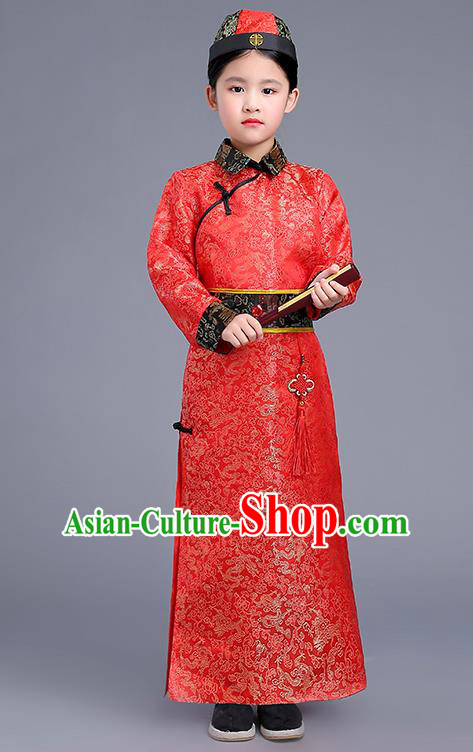 Traditional Ancient Chinese Imperial Emperor Costume, Chinese Qing Dynasty Dress, Cosplay Chinese Imperial Prince Clothing Hanfu for Kids