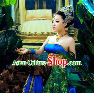 Traditional Ancient Indian Palace Sari Dance Costumes, Indian Young Lady Belly Dance Dress for Women