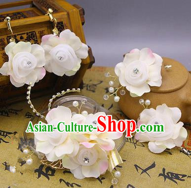 Traditional Handmade Chinese Ancient Classical Hair Accessories Pink Flowers Hairpin, Hair Sticks Hair Claws, Hair Fascinators Hairpins for Women