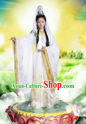 Traditional Ancient Chinese Avalokitesvara Classical Costume, Chinese Avalokitesvara Dance Dress, Cosplay Chinese Peri Guanyin Clothing for Women