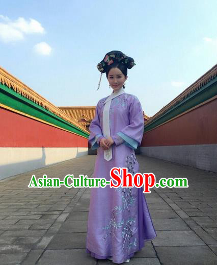 Traditional Ancient Chinese Imperial Princess Costume, Chinese Qing Dynasty Manchu Palace Lady Dress, Cosplay Chinese Manchu Minority Princess Embroidered Clothing for Women