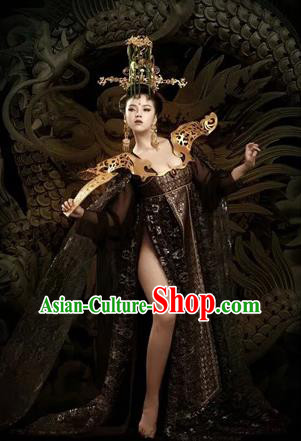 Traditional Ancient Chinese Imperial Emperess Costume and Armour, Chinese Tang Dynasty Sexy Kimono Dress, Cosplay Chinese Imperial Consort Clothing for Women