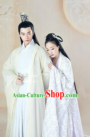 Traditional Ancient Chinese Lovers Costume, Chinese Han Dynasty Dress, Cosplay Swordsman Knight Costume Imperial Princess Hanfu Clothing for Women for Men