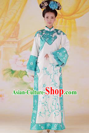 Traditional Ancient Chinese Imperial Consort Costume, Chinese Qing Dynasty Manchu Palace Lady Dress, Cosplay Chinese Mandchous Imperial Concubine Embroidered Clothing for Women