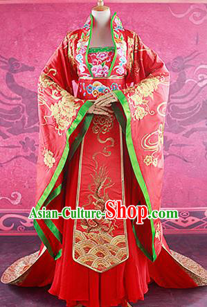 Traditional Ancient Chinese Imperial Consort Costume, Chinese Tang Dynasty Yang Yuhuan Emperess Wedding Dress, Cosplay Chinese Imperial Concubine Embroidered Clothing for Women