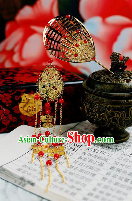 Chinese Wedding Jewelry Accessories, Traditional Xiuhe Suits Wedding Bride Sector Headwear, Wedding Tiaras, Ancient Chinese Sector Harpins for Women