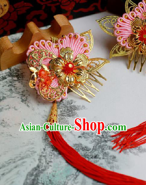 Chinese Wedding Jewelry Accessories, Traditional Xiuhe Suits Wedding Bride Flowers Headwear, Wedding Tiaras, Ancient Chinese Harpins and Earrings for Women