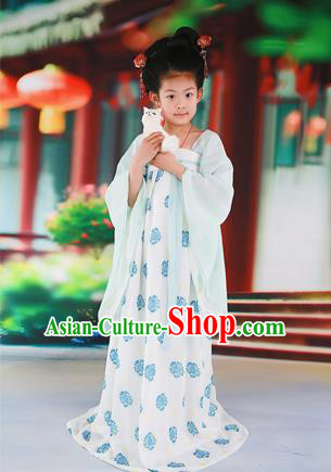 Traditional Ancient Chinese Imperial Consort Children Costume, Chinese Tang Dynasty Little Girl Dress, Cosplay Chinese Concubine Embroidered Clothing Hanfu for Kids