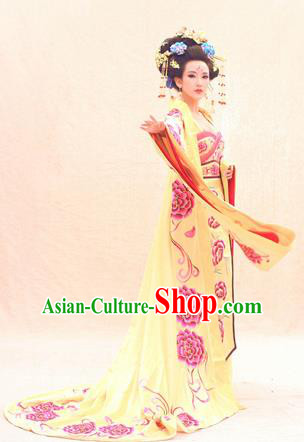 Traditional Ancient Chinese Imperial Emperess Costume, Chinese Tang Dynasty Dance Dress, Chinese Peri Imperial Queen Embroidered Hanfu Trailing Clothing for Women