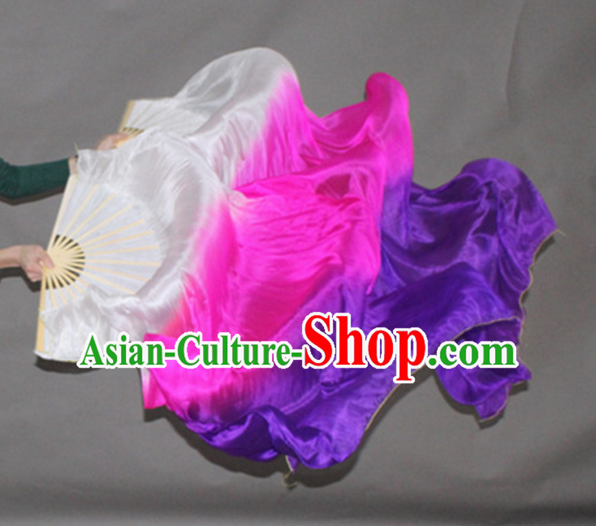 Color Transition Top Pure Silk 1.5 Meter Long Dance Fan Streamer