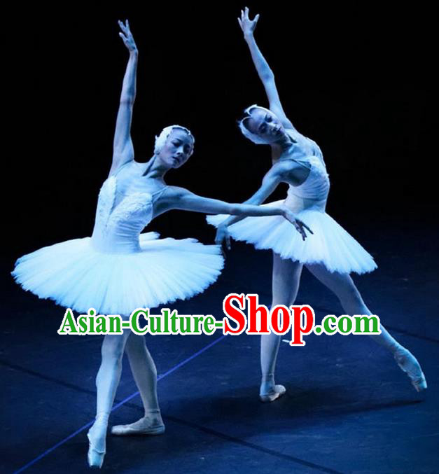 Traditional Modern Dancing Compere Costume, Opening Classic Chorus Singing Group Dance Bubble Dress Tu Tu Dancewear, Modern Dance Classic Ballet Dance White Veil Dress for Women