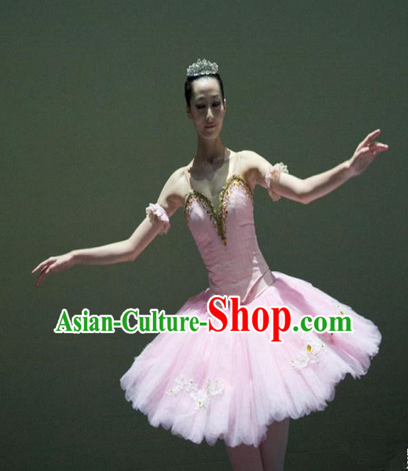Traditional Modern Dancing Compere Costume, Opening Classic Chorus Singing Group Dance Bubble Dress Tu Tu Dancewear, Modern Dance Classic Ballet Dance Pink Elegant Veil Dress for Women