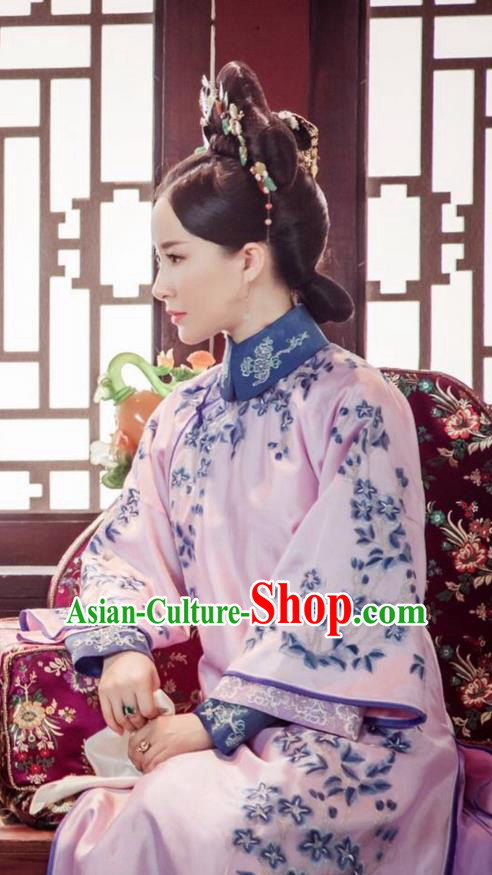 Traditional Ancient Chinese Imperial Consort Costume, Chinese Qing Dynasty Manchu Palace Lady Dress, Chinese Legend of Dragon Ball Mandarin Fermale Robes, Imperial Concubine Embroidered Clothing for Women