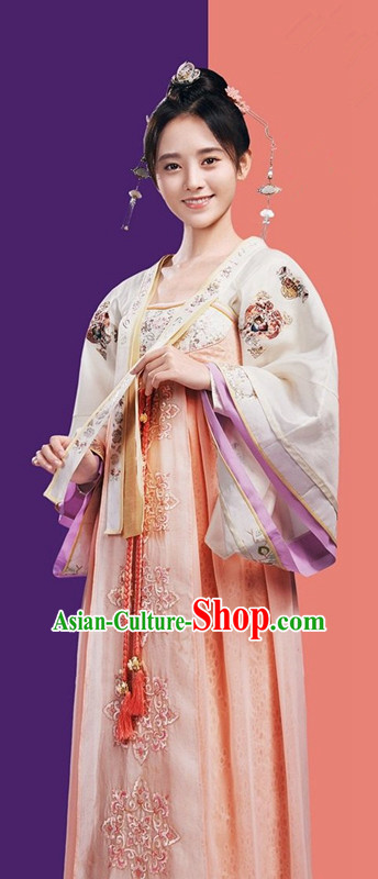 Traditional Ancient Chinese Imperial Princess Costume, Chinese Television Drama Detective Samoyeds Palace Lady Elegant Hanfu Dress, Chinese Tang Dynasty Imperial Aristocratic Lady Tailing Embroidered Clothing for Women