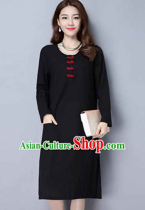 Traditional Ancient Chinese National Costume, Elegant Hanfu Dress, China Tang Suit Cheongsam Upper Outer Garment Black Elegant Dress Clothing for Women