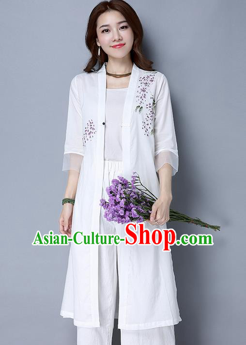 Traditional Ancient Chinese National Costume, Elegant Hanfu Printing Cardigan Coat, China Tang Suit Painting Cape, Upper Outer Garment Dust Coat Cloak Clothing for Women