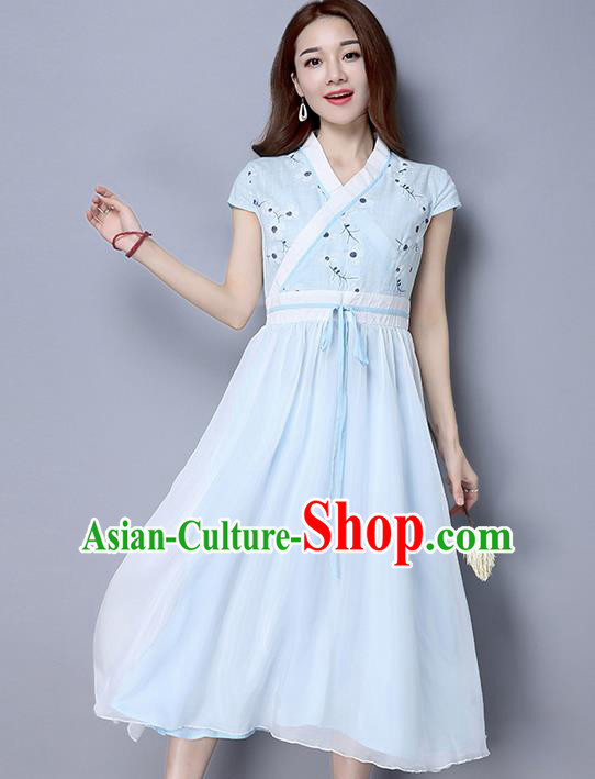 Traditional Ancient Chinese National Costume, Elegant Hanfu Qipao Embroidered Dress, China Tang Suit Cheongsam Upper Outer Garment Elegant Dress Clothing for Women