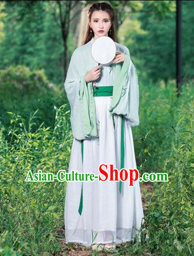 Traditional Ancient Chinese Costume, Elegant Hanfu Clothing Embroidered Wide Sleeve Cardigan Blouse and Dress, China Jin Dynasty Princess Elegant Blouse and Skirt Complete Set for Women