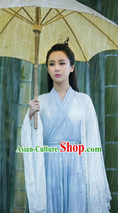 Traditional Ancient Chinese Elegant Female Swordsman Costume, Chinese Han Dynasty Fairy Dress, Cosplay Chinese Television Drama Jade Dynasty Qing Yun Faction Peri Hanfu Trailing Clothing for Women