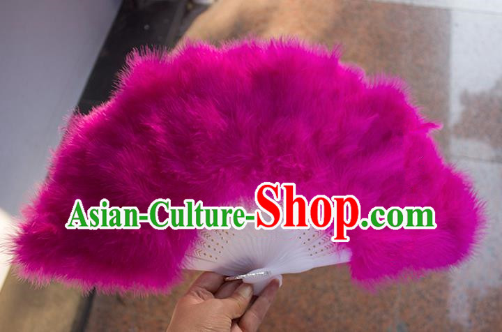 Traditional Handmade Chinese Classical Feather Fans, China Folk Dance Fan Dance Stage Performance Rose Fan for Women