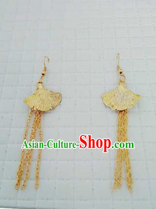 Traditional Handmade Chinese Ancient Classical Accessories Earrings, Han Dynasty Imperial Consort Eardrop, Hanfu Imperial Princess Tassel Earbob for Women