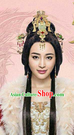 Traditional Handmade Chinese Ancient Classical Hair Accessories Complete Set, Han Dynasty Imperial Empress Phoenix Coronet, Xiuhe Suit Hanfu Hair Sticks Hair Jewellery, Hair Fascinators Hairpins for Women
