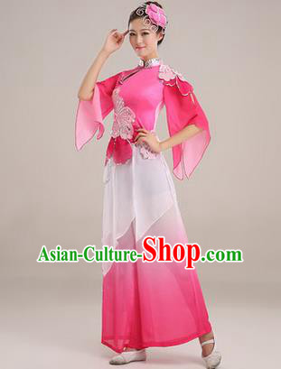 Traditional Chinese Yangge Fan Dancing Costume, Folk Dance Yangko Paillette Dress, Classic Dance Drum Dance Pink Clothing for Women