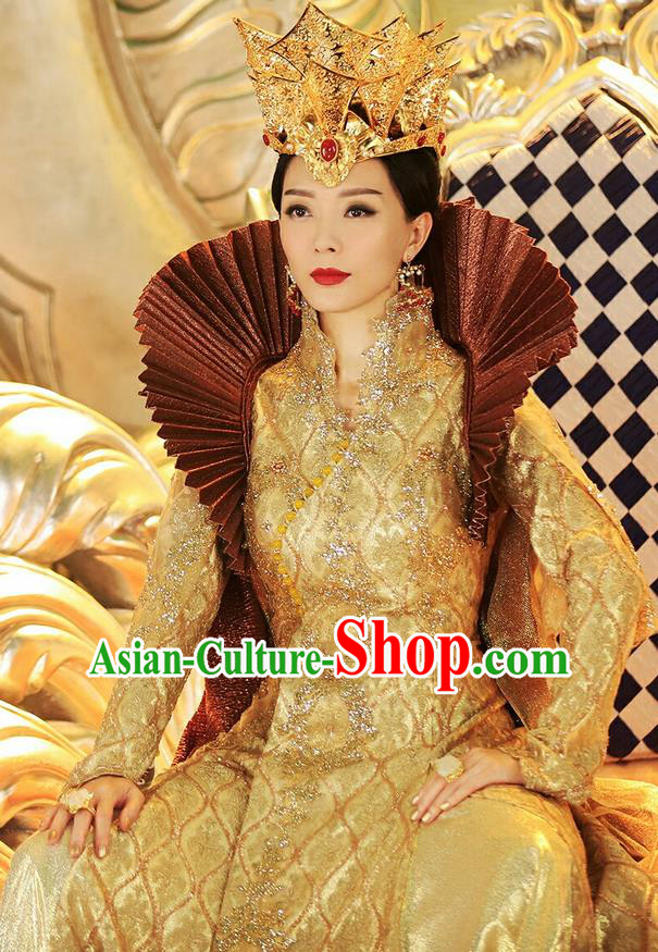 Traditional Ancient Chinese Imperial Empress Costume, Elegant Hanfu Immortal Queen Clothing, Chinese Aristocratic Queen Consort Embroidered Clothing for Women