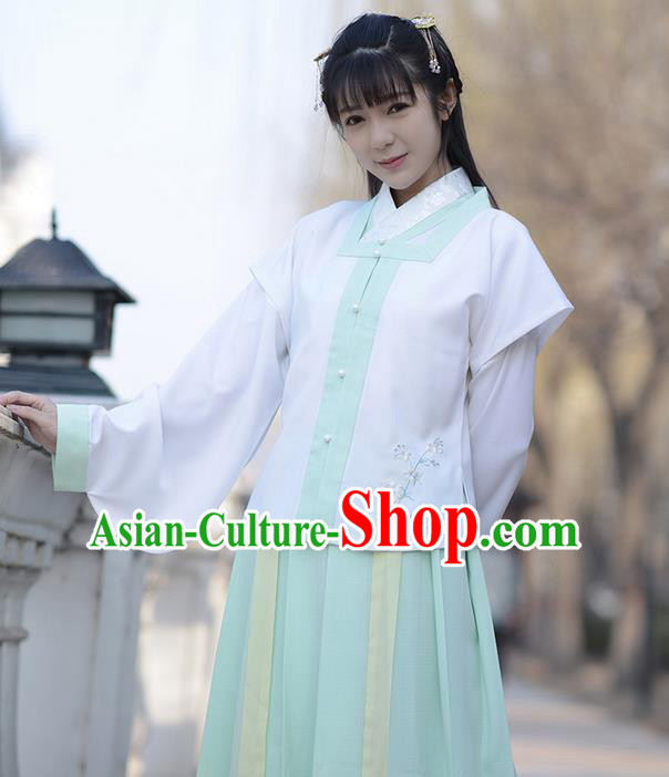 Traditional Ancient Chinese Young Lady Costume Embroidered Sleeveless Over-dress Vest, Elegant Hanfu Vests Clothing Chinese Ming Dynasty Imperial Princess Dress Clothing for Women