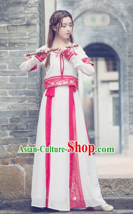 Traditional Ancient Chinese Young Lady Costume Embroidered Vests Blouse and Slip Skirt Complete Set, Elegant Hanfu Suits Clothing Chinese Ming Dynasty Imperial Princess Dress Clothing for Women