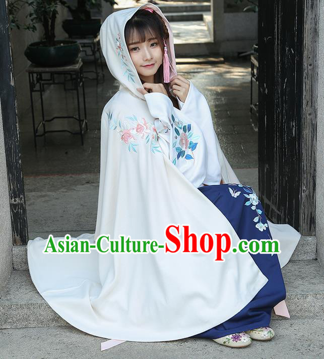 Traditional Chinese Ancient Ming Dynasty Princess Mantle Hooded Cape for Women