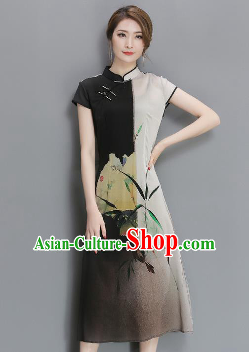 Traditional Ancient Chinese National Costume, Elegant Hanfu Mandarin Qipao Multicolor Cheongsam Dress, China Tang Suit Upper Outer Garment Elegant Dress Clothing for Women
