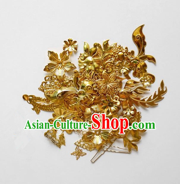 Traditional Handmade Chinese Ancient Classical Hair Accessories Barrettes Hairpin, Hair Sticks Golden Hair Jewellery, Hair Fascinators Hairpins for Women