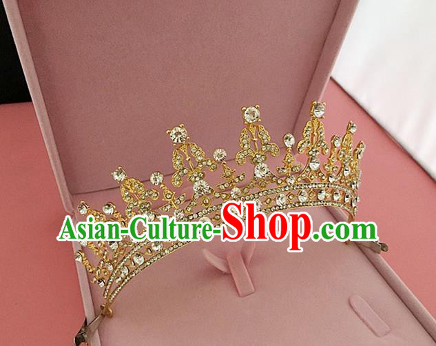 Top Grade Handmade Classical Hair Accessories, Children Baroque Style Princess Crystal Golden Royal Crown Hair Jewellery Hair Clasp for Kids Girls