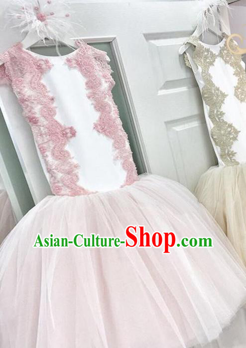 Top Grade Compere Professional Performance Catwalks Costume, Children Chorus Pink Fishtail Formal Dress Modern Dance Baby Princess Ball Gown Long Mermaid Dress for Girls Kids