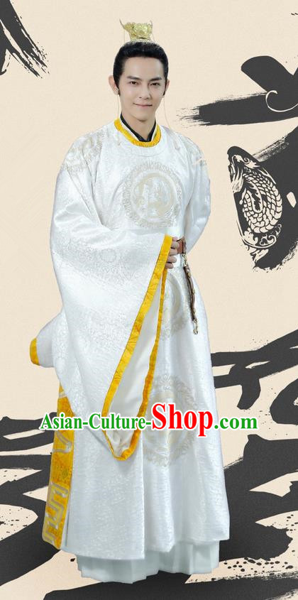 Traditional Ancient Chinese Elegant Prince Costume and Handmade Headpiece Complete Set, Chinese Television Drama Concubine Meng Comes Across Dandies Robes Chinese Tang Dynasty Imperial Childe Clothing for Men