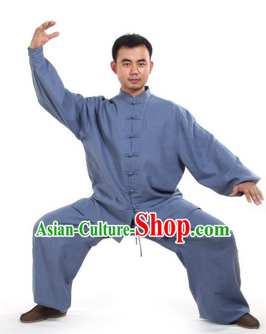 Top Kung Fu Costume Pulian Clothing Martial Arts Blue Suits, Training Costume Tai Ji Uniforms Gongfu Shaolin Wushu Tai Chi Clothing for Men