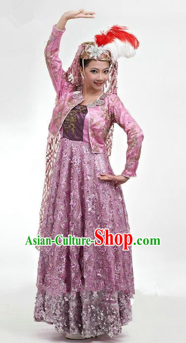 Traditional Chinese Hui Nationality Dancing Costume, Folk Dance Ethnic Dress, Chinese Hui Minority Nationality Uigurian Dance Clothing for Women