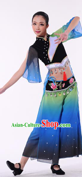 Traditional Chinese Classical Dance Yangge Fan Dance Costume, Folk Dance Uniform Yangko Clothing for Women
