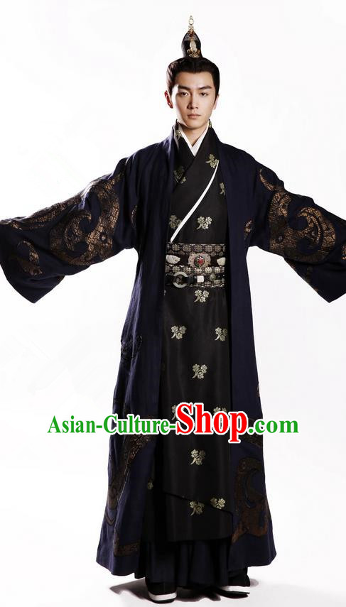 Traditional Chinese Ancient Nobility Childe Costumes, Chinese Ancient Teleplay Above The Clouds Role Swordsmen Robe, Roayl Prince Embroidery Hanfu Clothing for Men