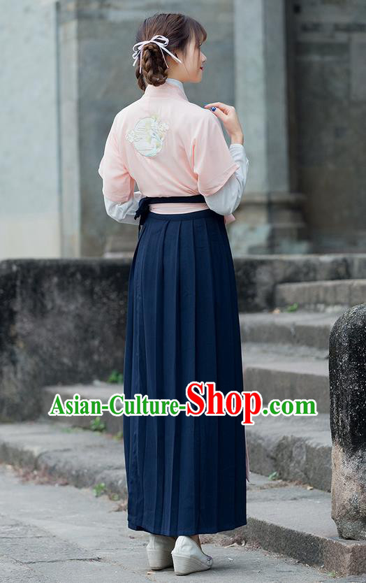Traditional Ancient Chinese Costume, Elegant Hanfu Clothing Embroidered Slant Opening Blouse Cardigan and Dress, China Song Dynasty Princess Elegant Blouse and Skirt Complete Set for Women