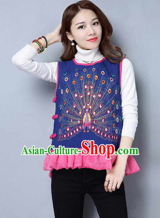 Traditional Chinese Costume, Elegant Hanfu Clothing Embroidered Peacock Vests for Women