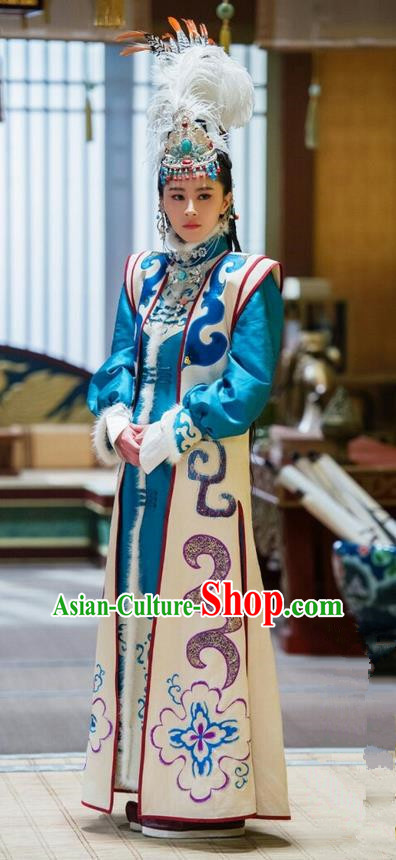Traditional Ancient Chinese Elegant Aristocratic Female Dance Costume, Chinese Northern Dynasty National Minority Palace Young Lady Dress, Cosplay Chinese Television Drama Alegend of Pringess Lanling Princess Hanfu Trailing Embroidery Clothing for Women