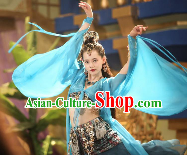 Traditional Ancient Chinese Princess Elegant Costume Complete Set, Chinese Northern Dynasty Imperial Consort Dance Dress, Cosplay Chinese Television Drama Vagabondize Princess Consort Hanfu Trailing Embroidery Clothing for Women