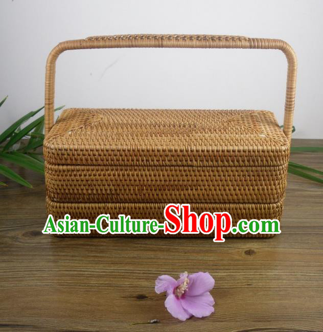 Top Asian Vietnamese Traditional Rattan Plaited Articles Tea Set, Vietnam Handicraft Tea Carrying Case